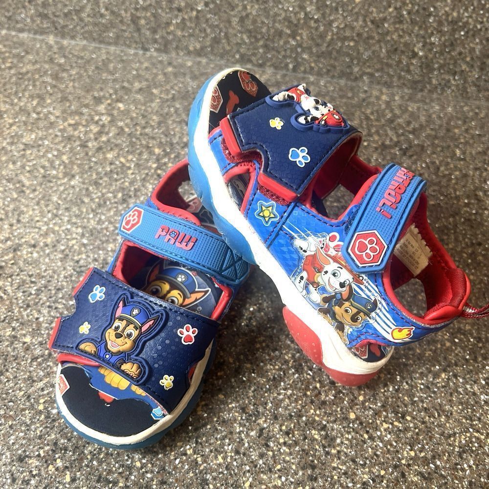 PAW Patrol Light Up Sandals Kids Toddler Size 8 Blue Classic Synthetic Snap Shoe